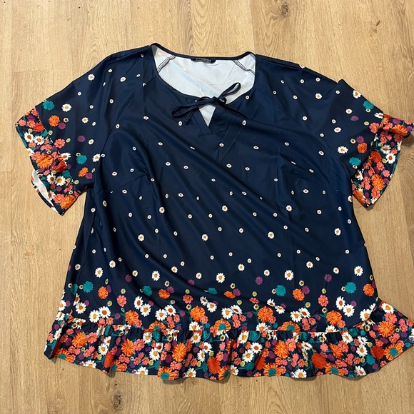 NWOT BloomChic Stone blue floral Detail Flutter Sleeve Blouse Size 22-24/3X - Picture 7 of 11